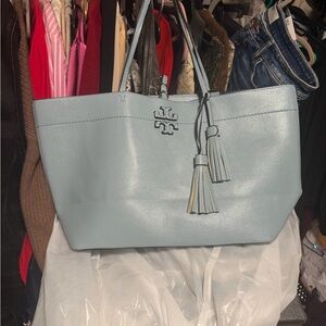 Tory Burch Sky Blue Leather Tote